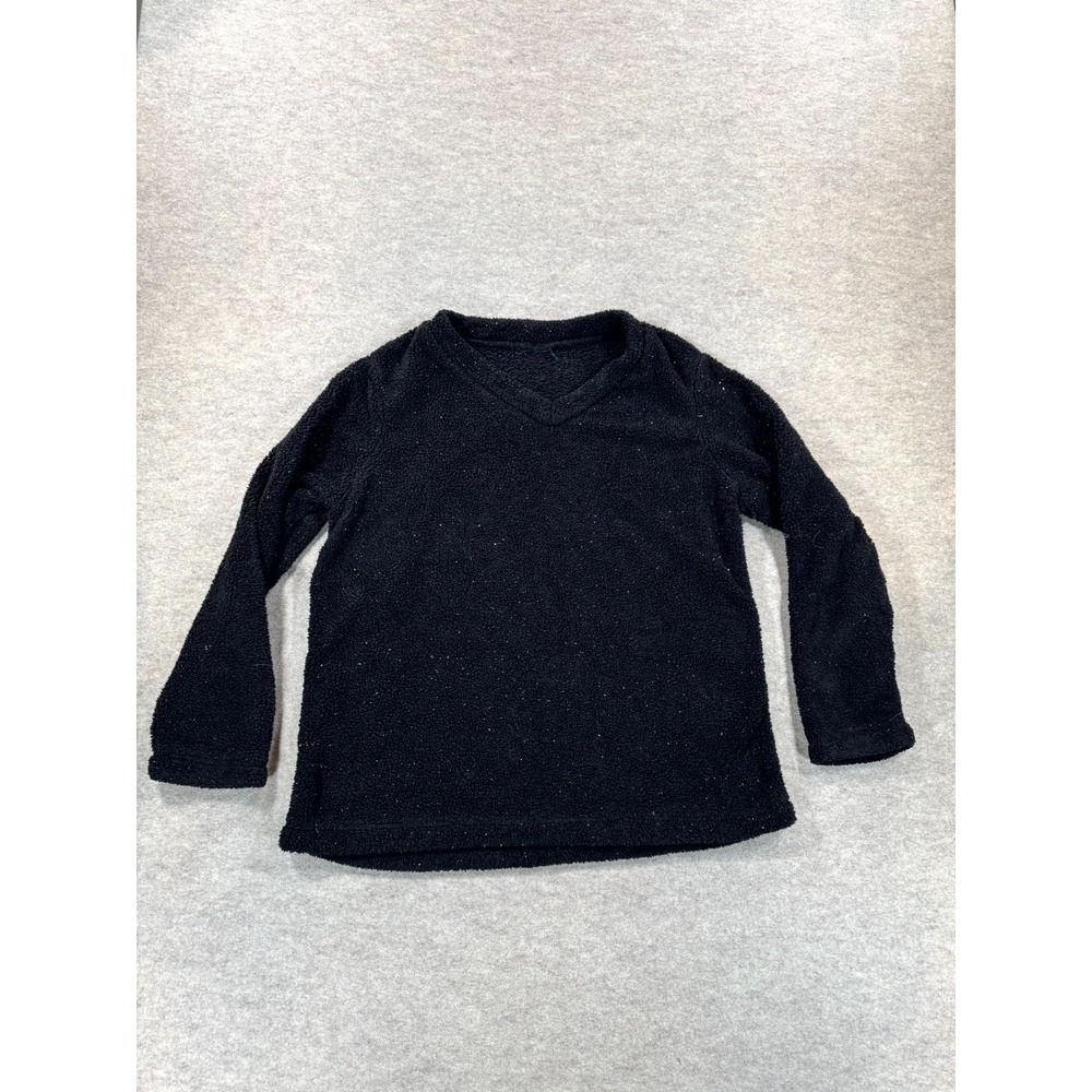 Unbranded Womens Black Silver Sparkle Wool V Neck Pullover Sweater M/L